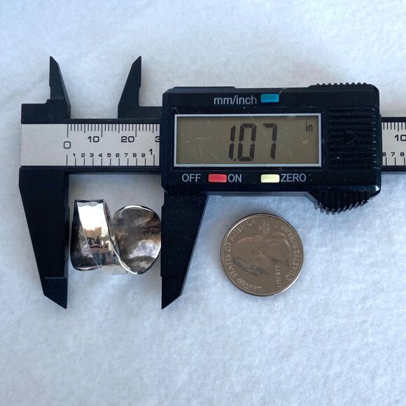 Sterling Silver 925 Modernist Hammered 1" Wide Tapered Bypass Band Ring Size 7 - Picture 15 of 16